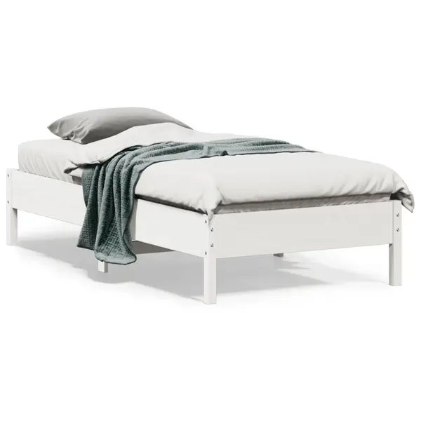 Gossi cadru pat fara saltea, alb, 90x190 cm, lemn masiv de pin