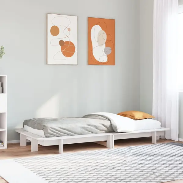 Gossi cadru pat fara saltea, alb, 90x190 cm, lemn masiv de pin