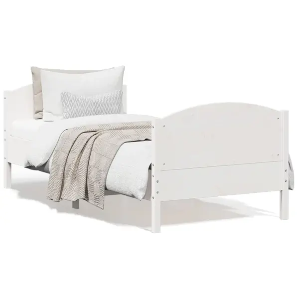 Gossi cadru pat fara saltea, alb, 90x190 cm, lemn masiv de pin