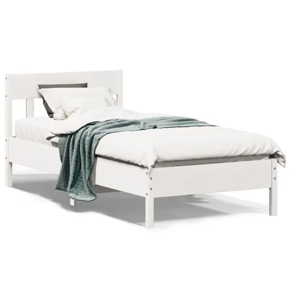 Gossi cadru pat fara saltea, alb, 90x190 cm, lemn masiv de pin