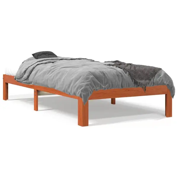 Gossi cadru pat fara saltea, maro ceruit, 100x200 cm, lemn masiv pin