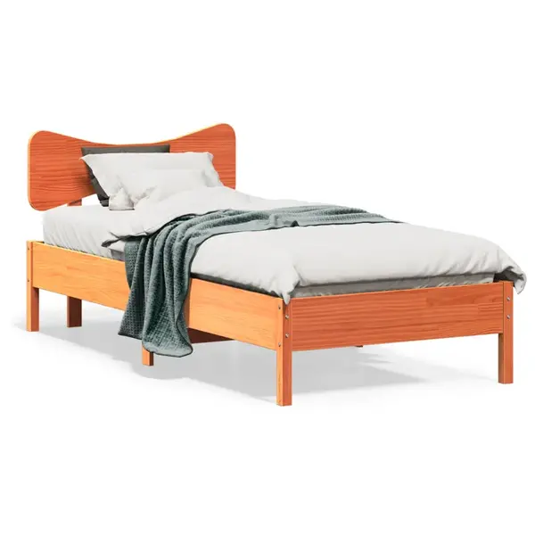 Gossi cadru pat fara saltea, maro ceruit, 100x200 cm, lemn masiv pin