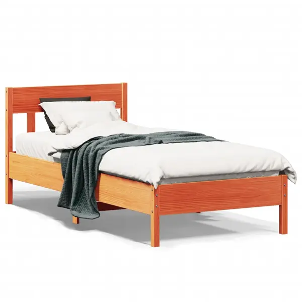 Gossi cadru pat fara saltea, maro ceruit, 100x200 cm, lemn masiv pin