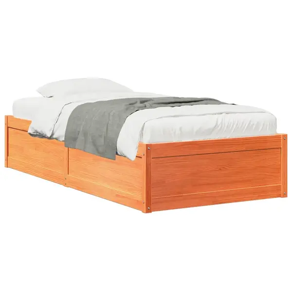 Gossi cadru pat fara saltea, maro ceruit, 100x200 cm, lemn masiv pin