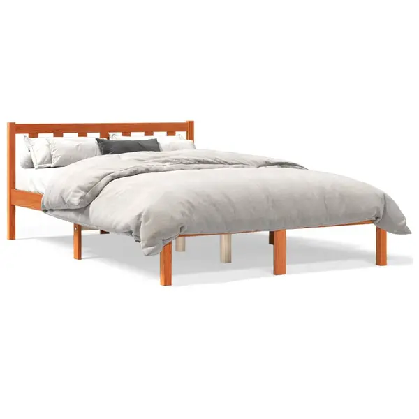 Gossi cadru pat fara saltea, maro ceruit, 120x190 cm, lemn masiv pin