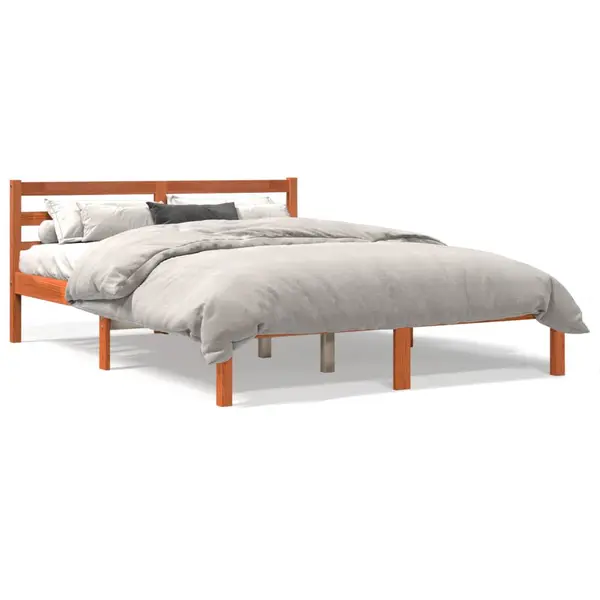 Gossi cadru pat fara saltea, maro ceruit, 120x190 cm, lemn masiv pin