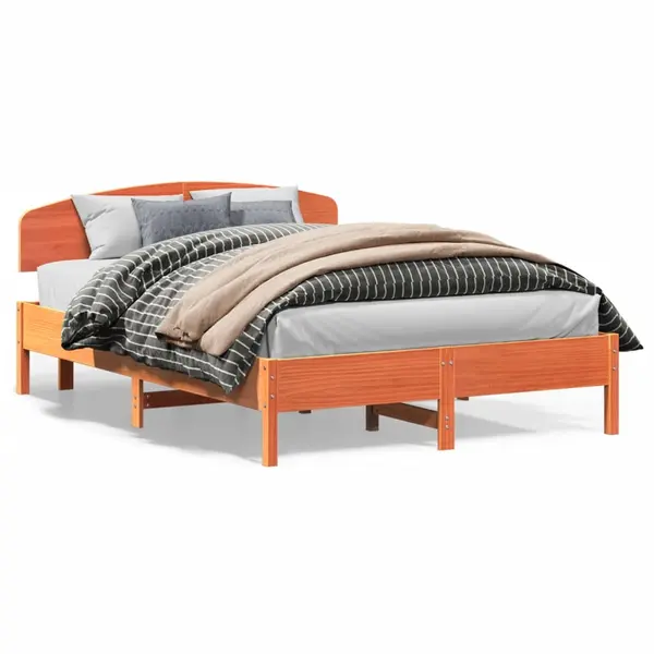 Gossi cadru pat fara saltea, maro ceruit, 120x200 cm, lemn masiv pin