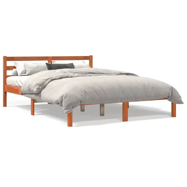 Gossi cadru pat fara saltea, maro ceruit, 140x190 cm, lemn masiv pin