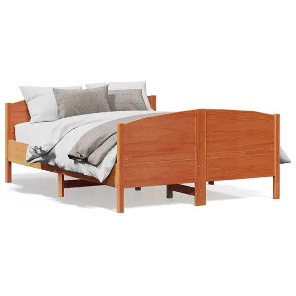 Gossi cadru pat fara saltea, maro ceruit, 140x190 cm, lemn masiv pin