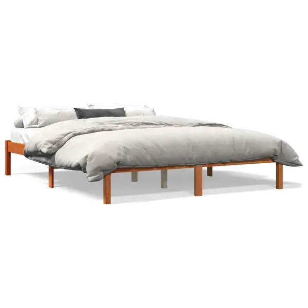 Gossi cadru pat fara saltea, maro ceruit, 160x200 cm, lemn masiv pin