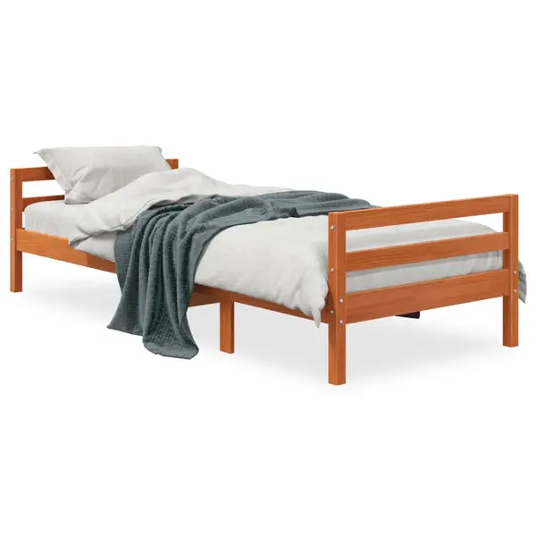 Gossi cadru pat fara saltea, maro ceruit, 90x190 cm, lemn masiv pin