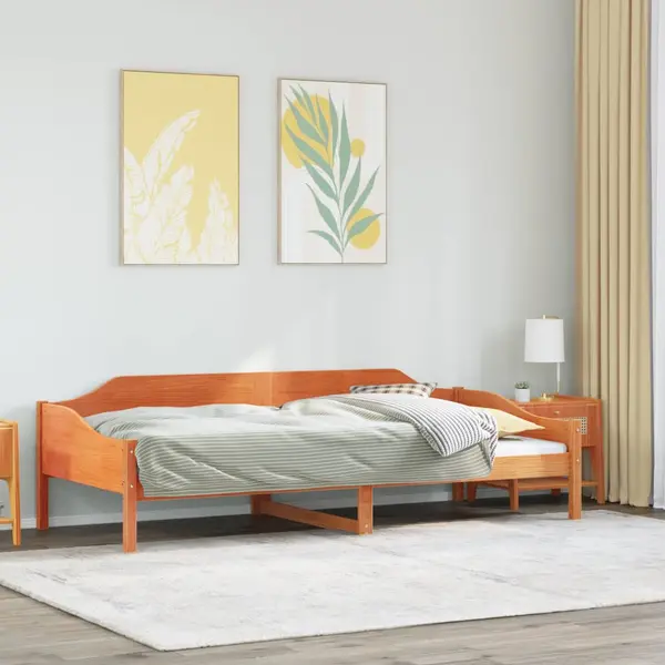 Gossi cadru pat fara saltea, maro ceruit, 90x190 cm, lemn masiv pin