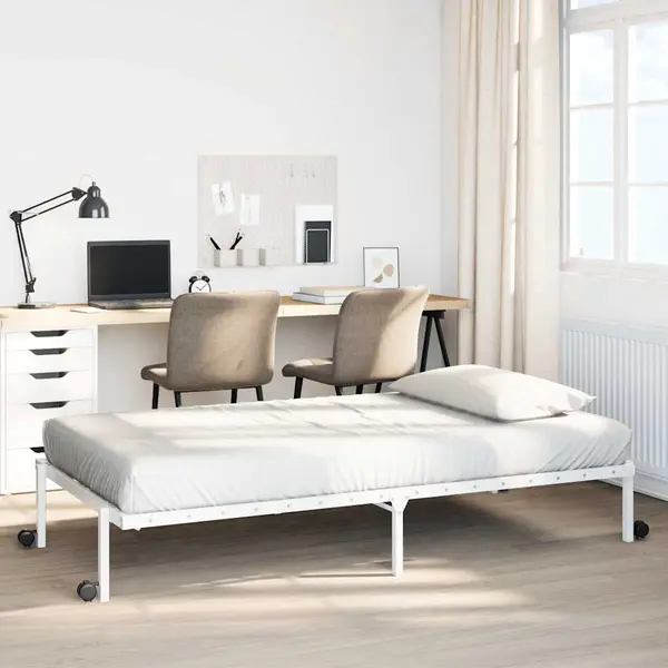 Gossi cadru pat fara saltea pliabil alb 100x200 cm otel