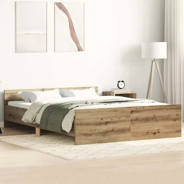 Gossi cadru pat fara saltea stejar artisan 120x190cm lemn prelucrat