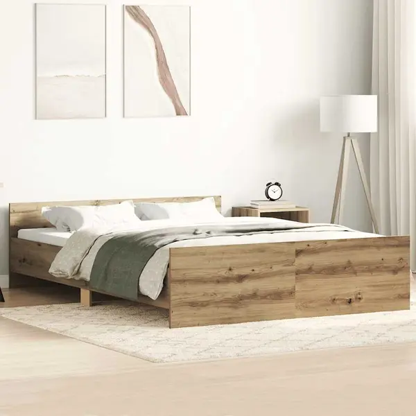 Gossi cadru pat fara saltea stejar artisan 135x190cm lemn prelucrat