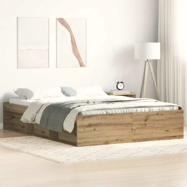 Gossi cadru pat fara saltea stejar artisan 140x190cm lemn prelucrat