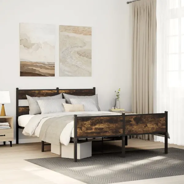 Gossi cadru pat fara saltea stejar fumuriu 140x200 cm lemn prelucrat