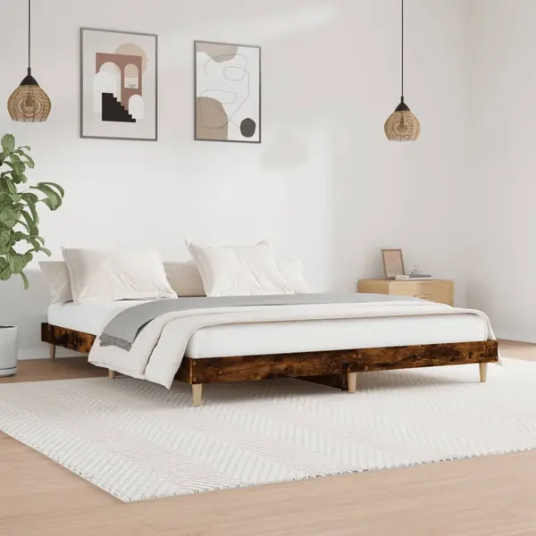 Gossi cadru pat fara saltea stejar fumuriu 150x200 cm lemn prelucrat