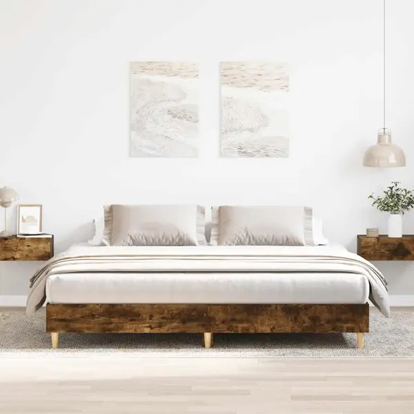 Gossi cadru pat fara saltea stejar fumuriu 180x200cm lemn prelucrat
