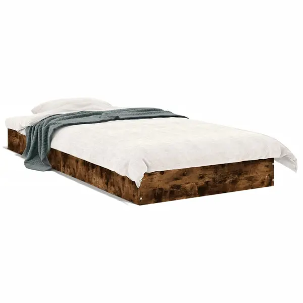 Gossi cadru pat fara saltea, stejar fumuriu 75x190 cm lemn prelucrat