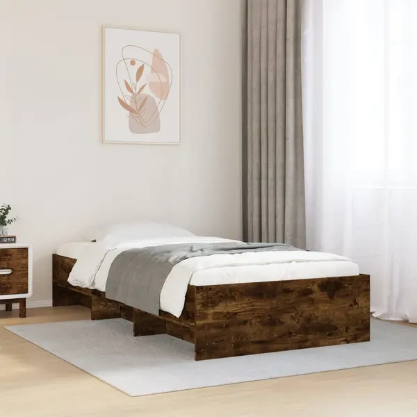 Gossi cadru pat fara saltea stejar fumuriu, 90x190 cm, lemn prelucrat