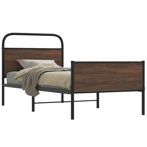 Gossi cadru pat fara saltea stejar maro, 100x190 cm, lemn prelucrat