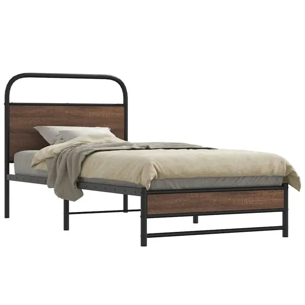 Gossi cadru pat fara saltea stejar maro, 100x190 cm, lemn prelucrat