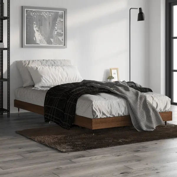 Gossi cadru pat fara saltea stejar maro 100x200 cm lemn prelucrat