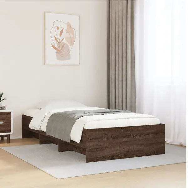 Gossi cadru pat fara saltea stejar maro 100x200 cm lemn prelucrat