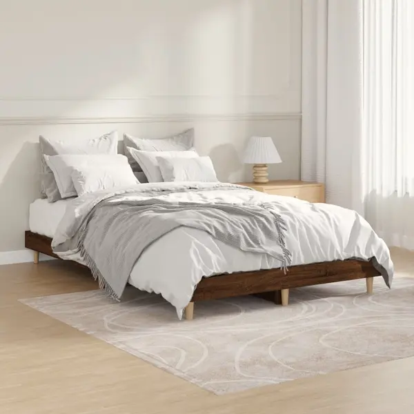 Gossi cadru pat fara saltea stejar maro 120x190 cm, lemn prelucrat