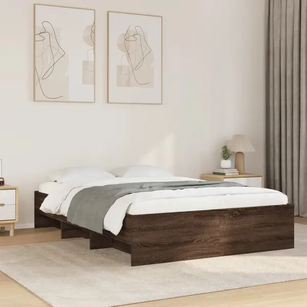 Gossi cadru pat fara saltea stejar maro 120x190 cm, lemn prelucrat