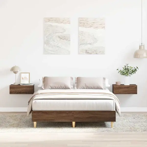 Gossi cadru pat fara saltea stejar maro 120x190 cm lemn prelucrat