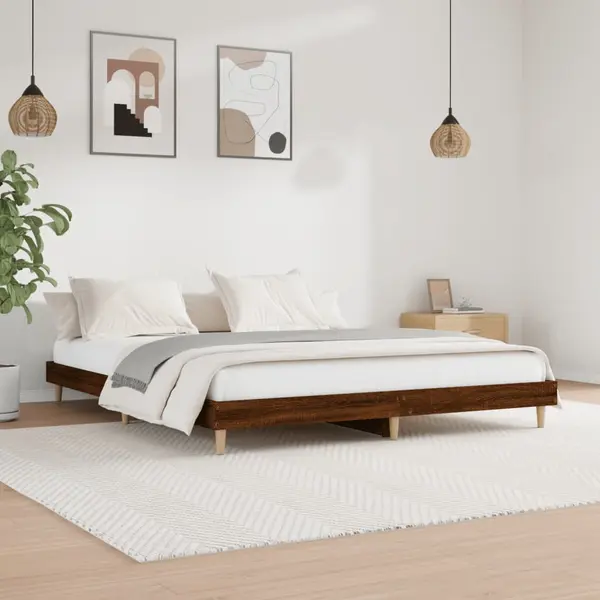 Gossi cadru pat fara saltea stejar maro 120x200 cm, lemn prelucrat