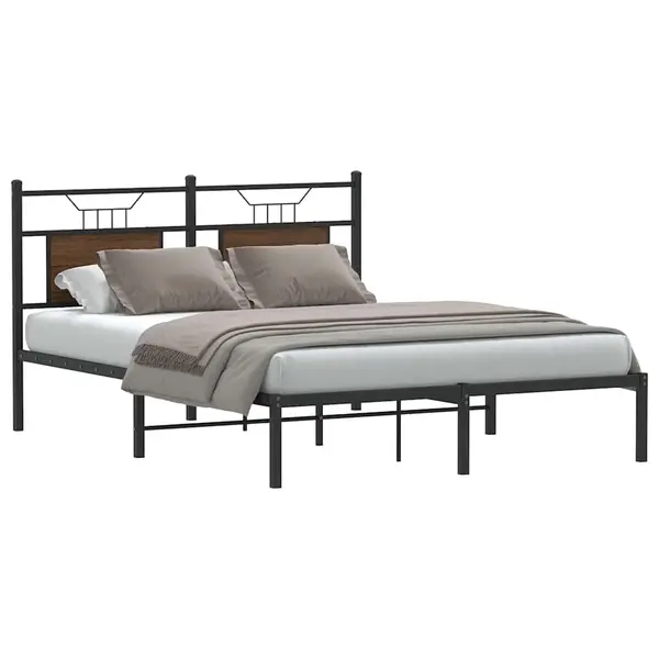 Gossi cadru pat fara saltea stejar maro, 140x190 cm, lemn prelucrat