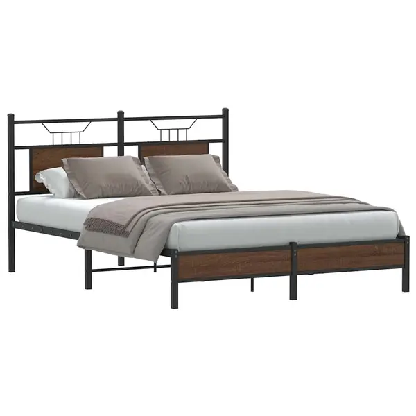 Gossi cadru pat fara saltea stejar maro, 140x190 cm, lemn prelucrat