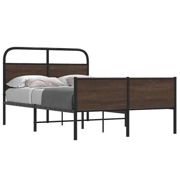 Gossi cadru pat fara saltea stejar maro, 140x190 cm, lemn prelucrat