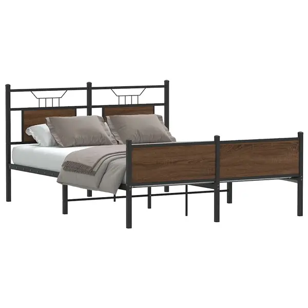 Gossi cadru pat fara saltea stejar maro, 140x190 cm, lemn prelucrat