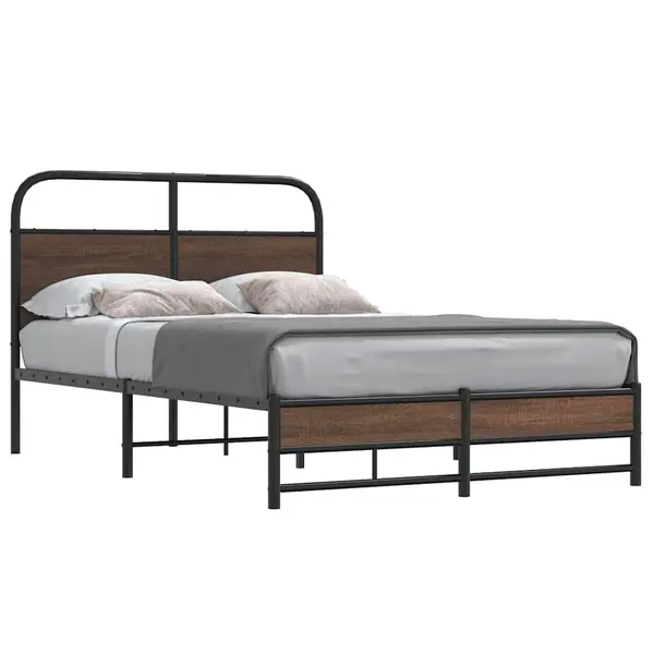 Gossi cadru pat fara saltea stejar maro, 140x190 cm, lemn prelucrat