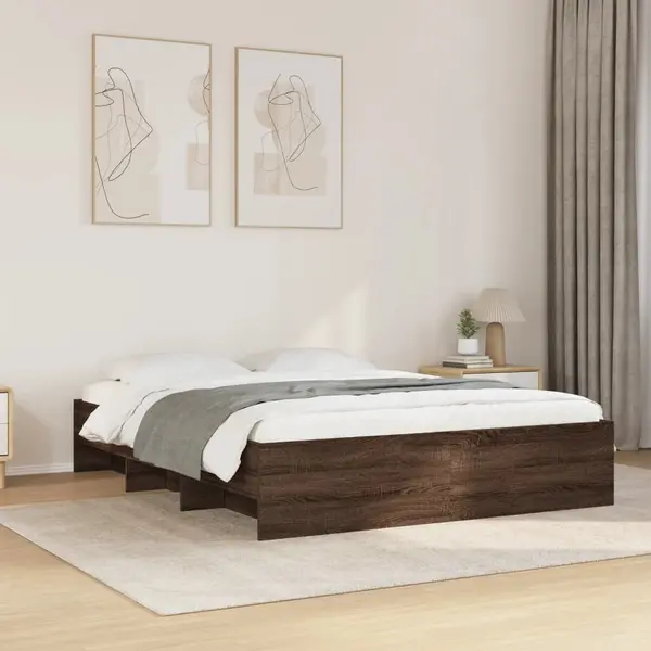 Gossi cadru pat fara saltea stejar maro 150x200 cm lemn prelucrat
