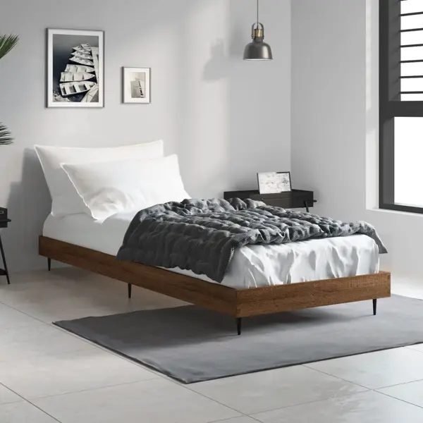 Gossi cadru pat fara saltea, stejar maro 75x190 cm lemn prelucrat