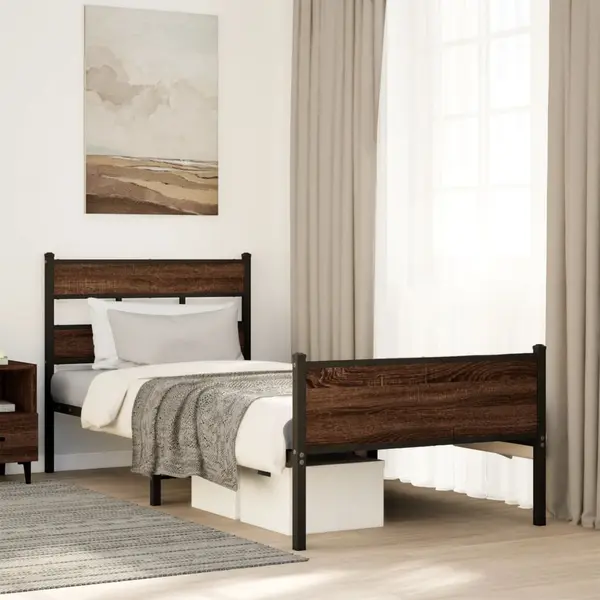 Gossi cadru pat fara saltea, stejar maro 75x190 cm lemn prelucrat