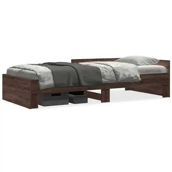 Gossi cadru pat fara saltea, stejar maro 75x190 cm lemn prelucrat