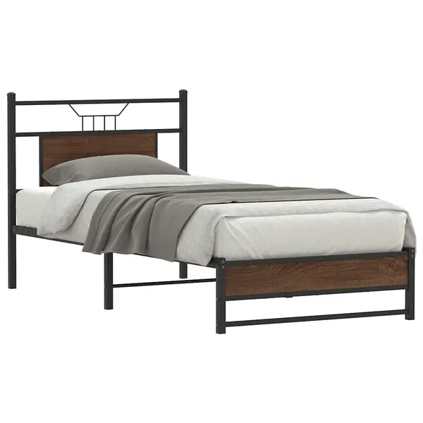 Gossi cadru pat fara saltea, stejar maro 75x190 cm lemn prelucrat