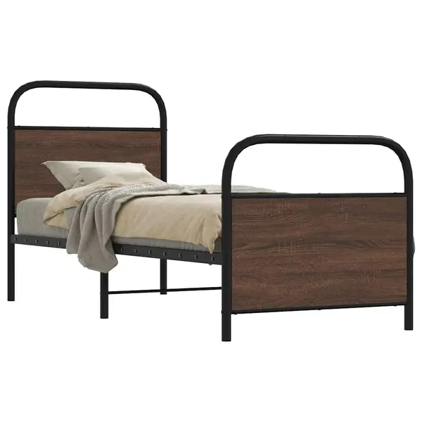 Gossi cadru pat fara saltea, stejar maro 75x190 cm lemn prelucrat
