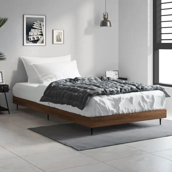 Gossi cadru pat fara saltea stejar maro, 90x200 cm, lemn prelucrat