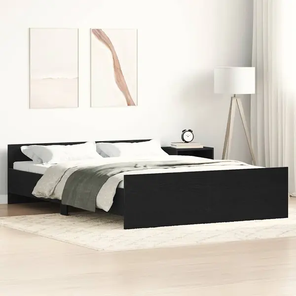 Gossi cadru pat fara saltea, stejar negru, 120x190 cm, lemn prelucrat