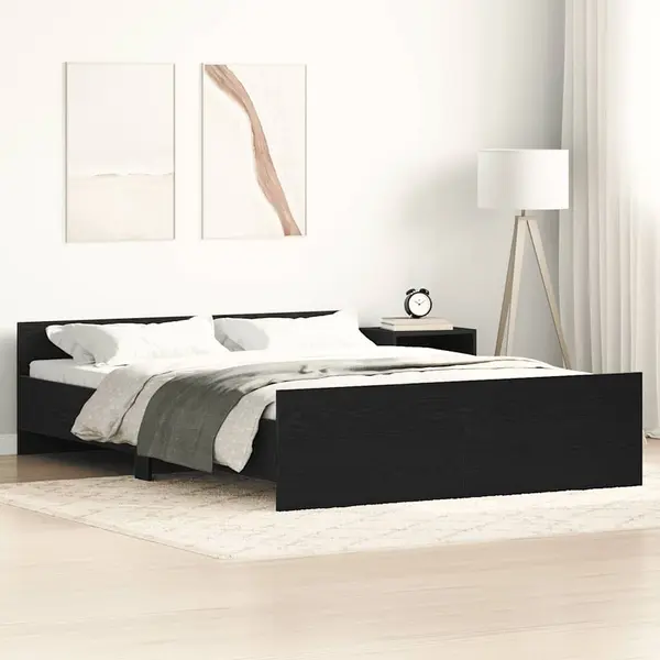 Gossi cadru pat fara saltea, stejar negru, 120x200 cm, lemn prelucrat