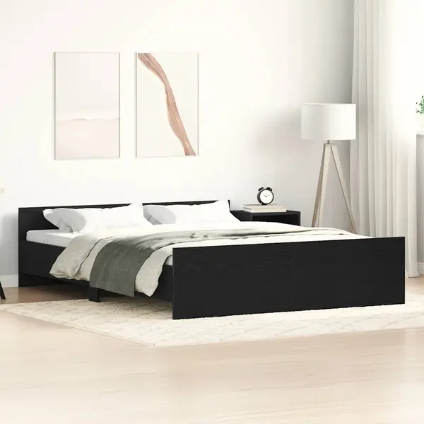 Gossi cadru pat fara saltea, stejar negru, 160x200 cm, lemn prelucrat