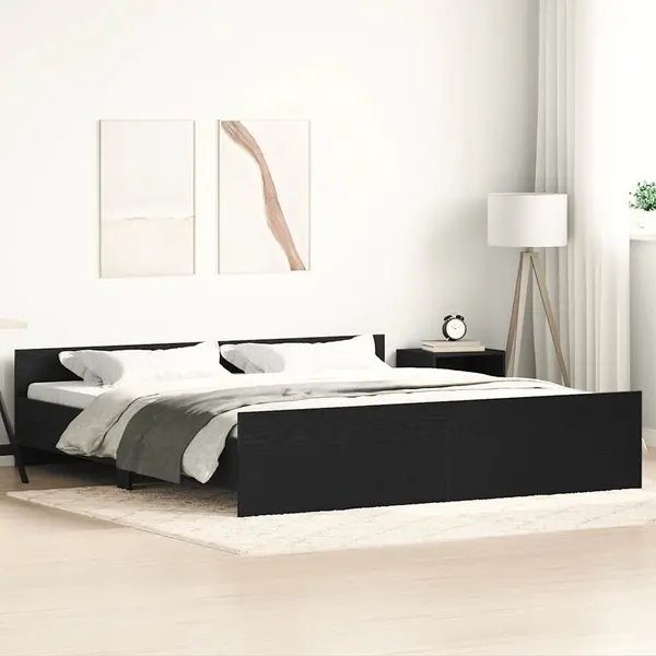 Gossi cadru pat fara saltea, stejar negru, 200x200 cm, lemn prelucrat