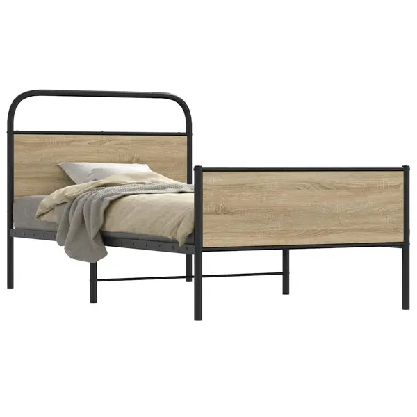 Gossi cadru pat fara saltea stejar sonoma 100x200 cm lemn prelucrat